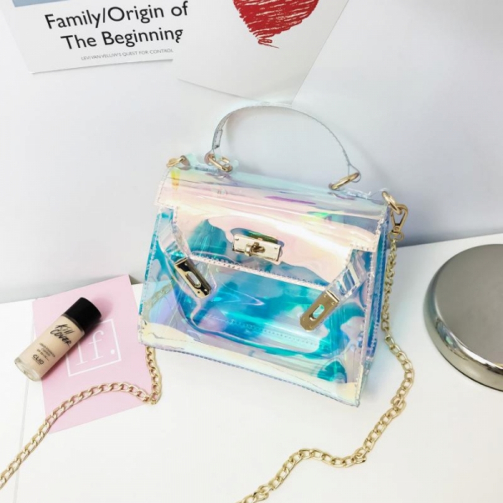 🦄 y2k Holographic Clear Transparent Locking Mini Purse 🦄